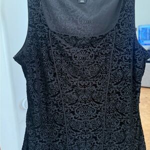 White House Black Market Black Patterned Blouse